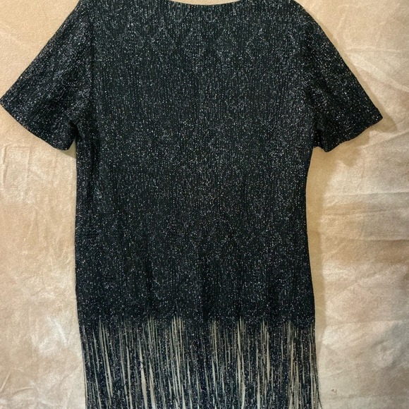 Sparkly Black Fringe Dress Mini Party‎ Clubwear Women's - Picture 10 of 11